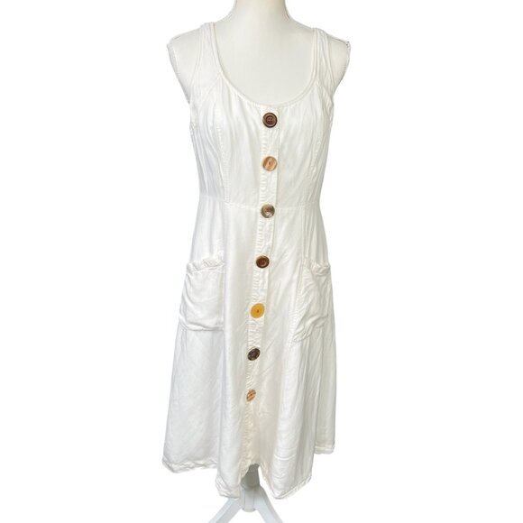 Anthropologie Dresses & Skirts - Anthropologie Antigua Sleeveless Button-Front Dress White Cream Size 8